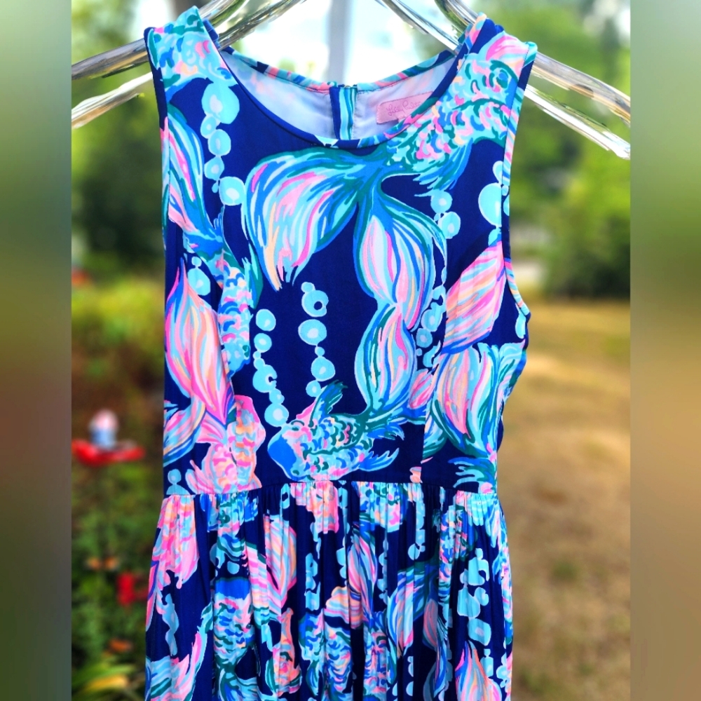 Lilly Pulitzer Going Coastal print Kassia Dress w/side pockets& Koi Zipper- Sz 0